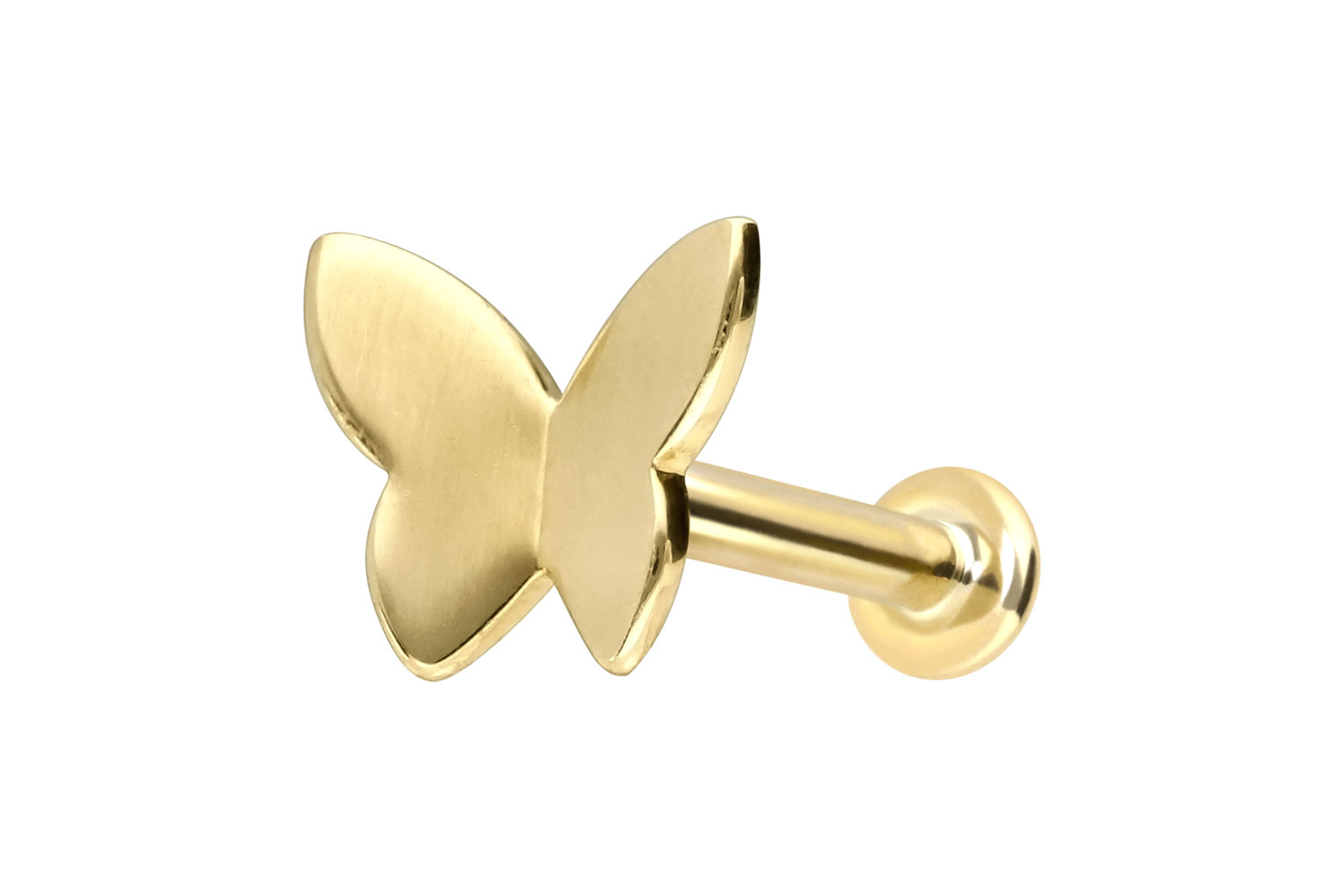 14 Karat Gold Labret Piercing mit Innengewinde SCHMETTERLING